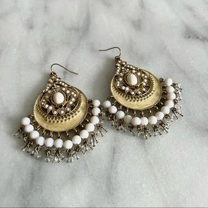 White Boho Chandelier Earrings